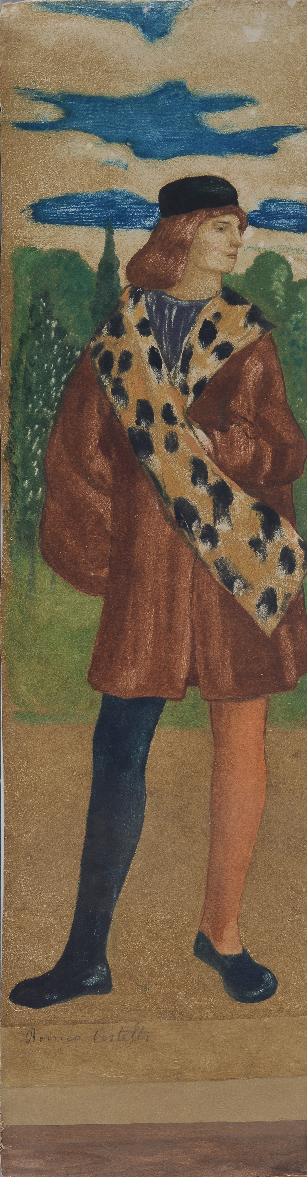 Romeo Costetti - Lotto composto da quattro studi di figure rinascimentali, tempera su carta