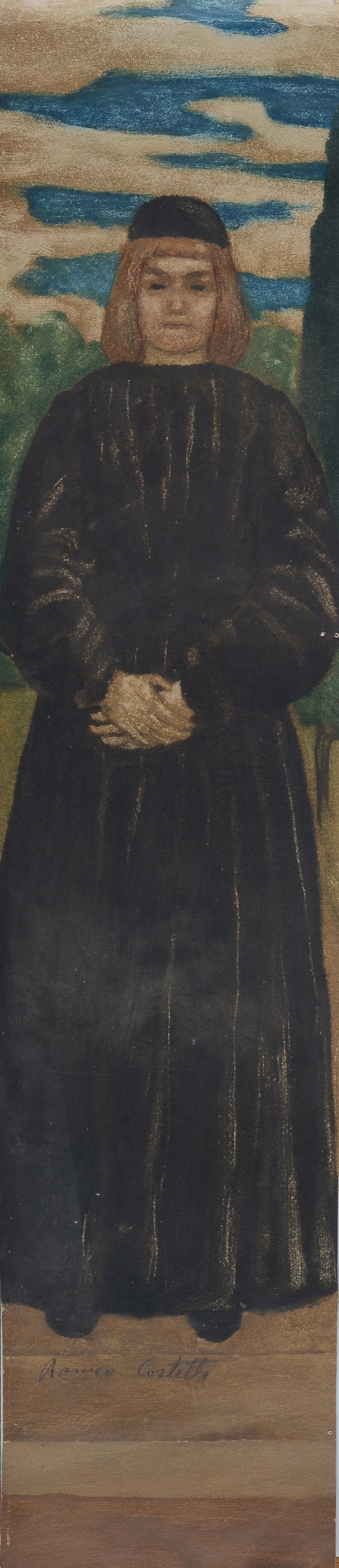 Romeo Costetti - Lotto composto da quattro studi di figure rinascimentali, tempera su carta
