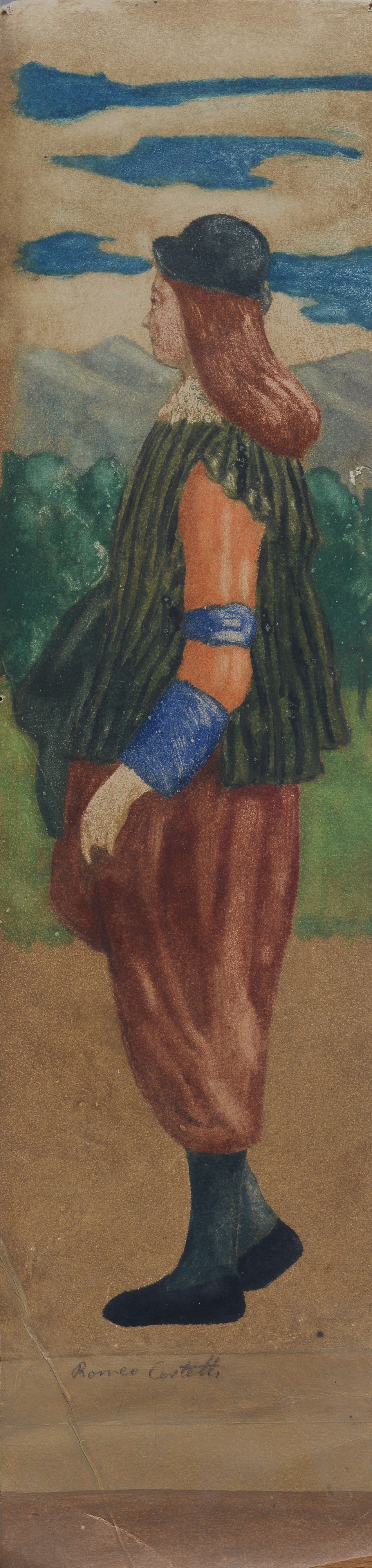 Romeo Costetti - Lotto composto da quattro studi di figure rinascimentali, tempera su carta