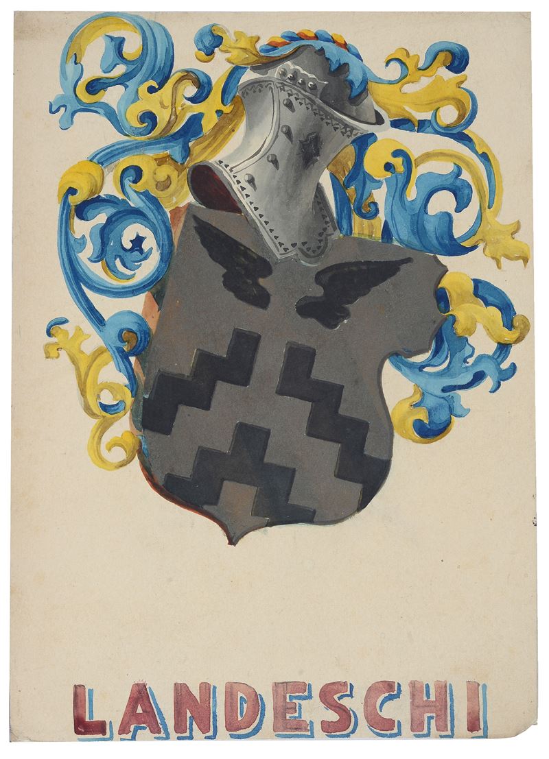 Lotto composto da tre studi di stemma