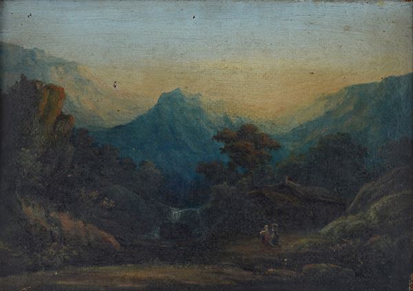 Anonimo, XIX sec. - Paesaggio con figure