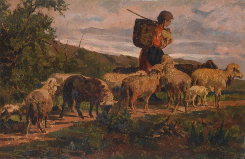 Pastorella con gregge