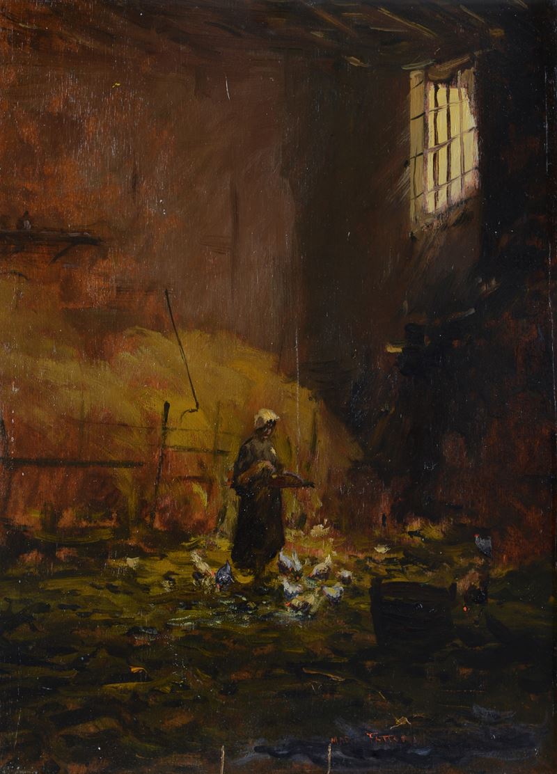 Contadina nel pollaio