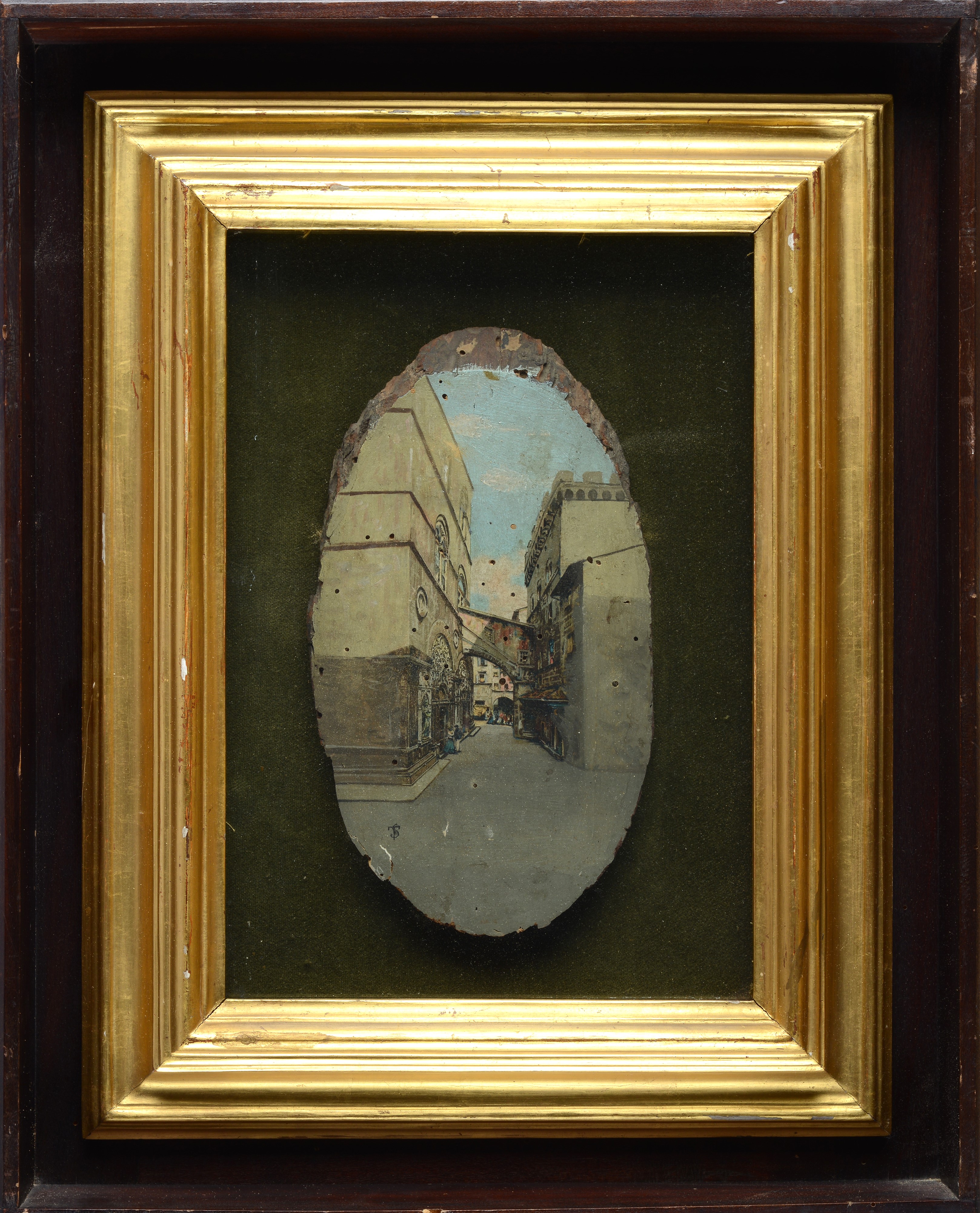 Anonimo, XIX Sec. - Anonimo, Via dell'Arte della Lana, olio su legno