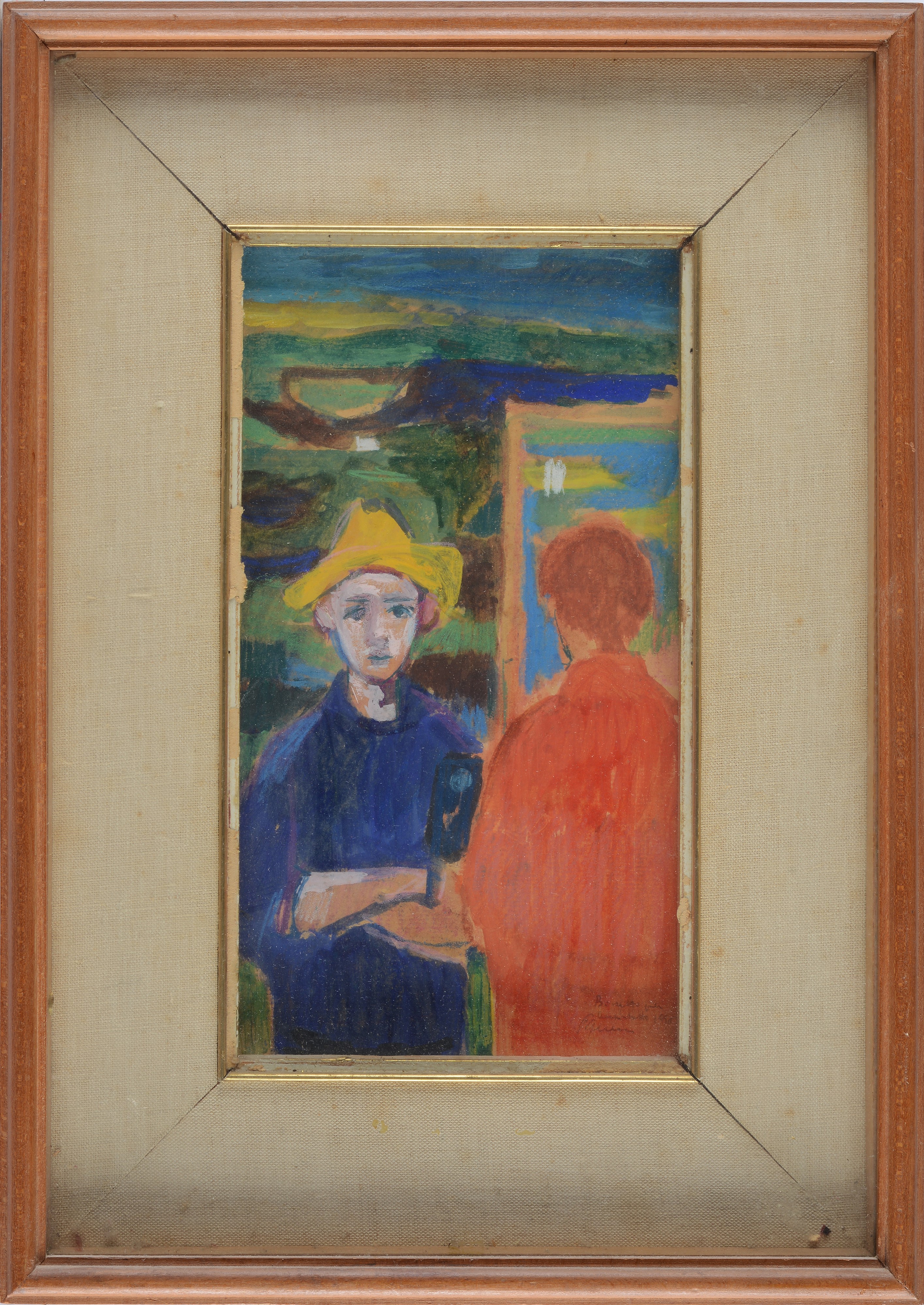 Enrico Paulucci - Bozzetto per autoritratto, tempera su cartoncino