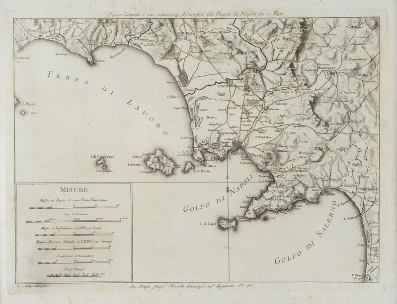 Pianta litorale e sue adiacenze da confini del Regno di Napoli fin a Pesto