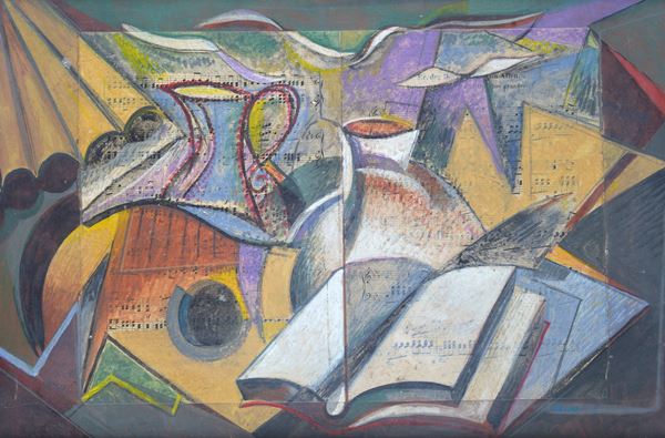 Pippo Oriani - Natura morta con chitarra e libro