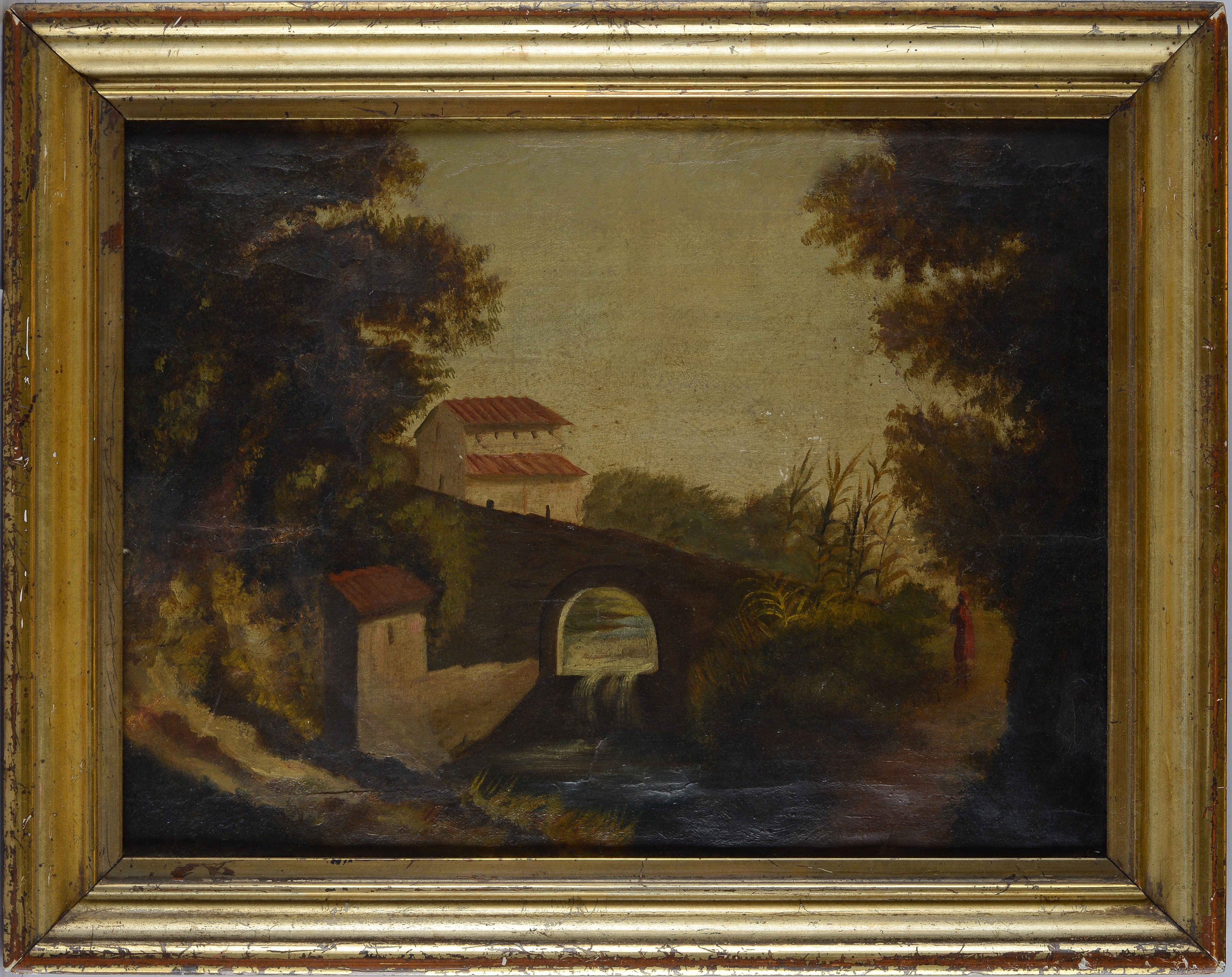 Scuola Italiana, Fine XIX Sec. - Paesaggio con Ponte