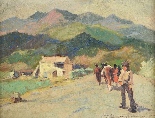 Carlo Domenici - Paesaggio montano con butteri
