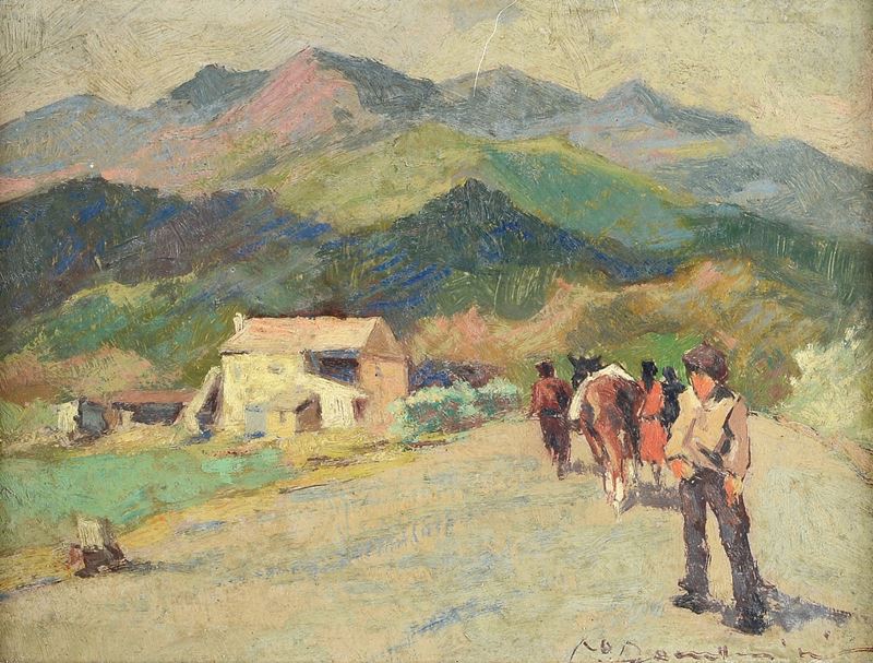 Paesaggio montano con butteri