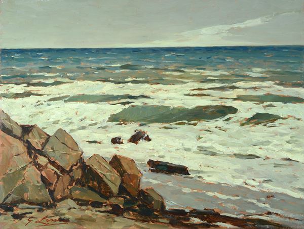 Giovanni Lomi - Mareggiata a Livorno
