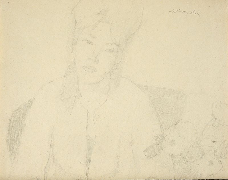Aldo Salvadori - Ritratto di donna, matita su carta