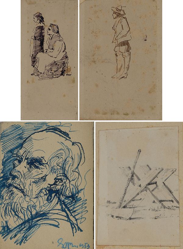 Anonimo, XIX sec. - Quattro piccoli disegni