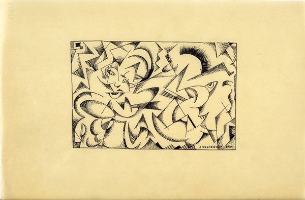Nicolay  Diulgheroff : Composizione  (1925)  - Pennarello su carta oleata - Asta DISEGNI DAL XVII AL XX SEC - Pananti Online