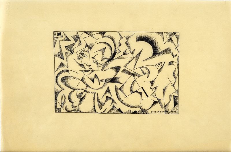 Nicolay Diulgheroff - Composizione, pennarello su carta oleata