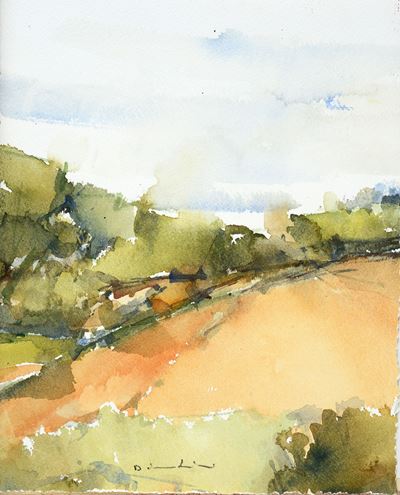 Paesaggio, acquerello su cartoncino