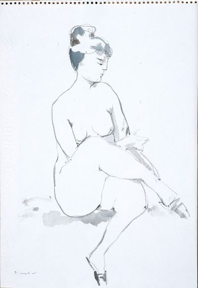 Nudo di donna, acquerello su cartoncino