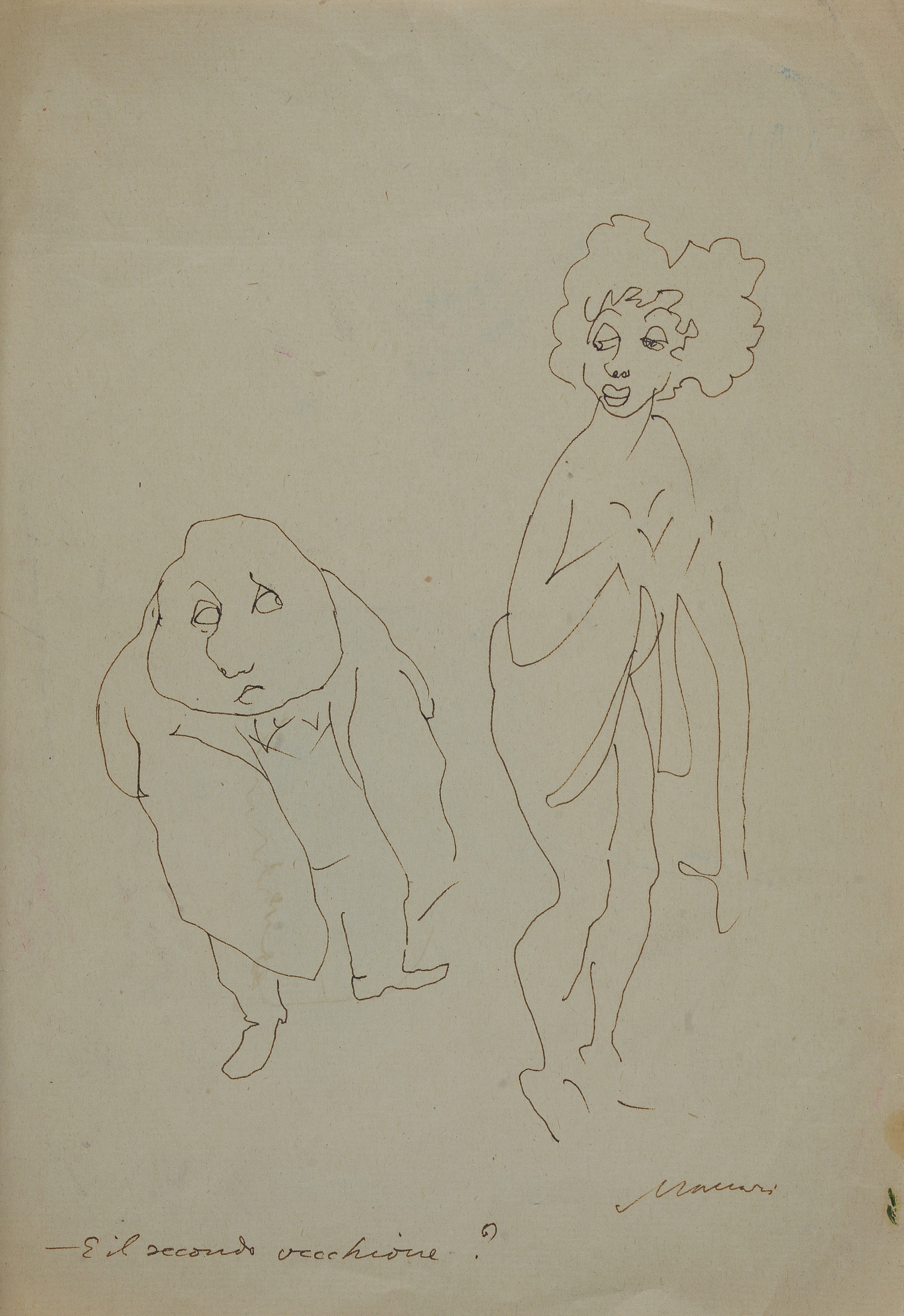 Mino Maccari - Coppia di caricature, inchiostro su carta