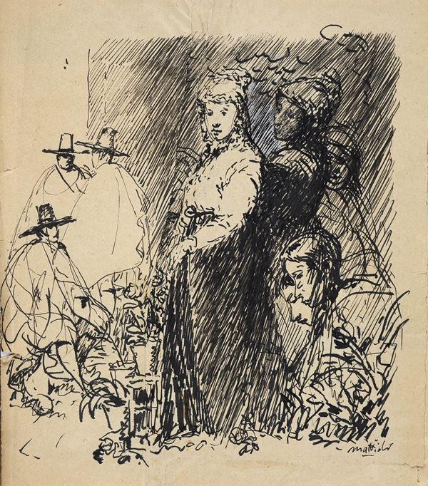 Carlo Mattioli : Figure  - Pennarelli su carta - Asta DISEGNI DAL XVII AL XX SEC - Pananti Online
