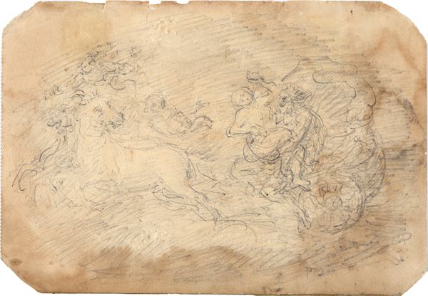 Attr. a Giovanni Carnovali detto il Piccio - Studio per figure e cavallo
