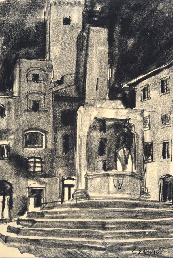 Carlo Semplici - Piazza della Cisterna a  San Gimignano