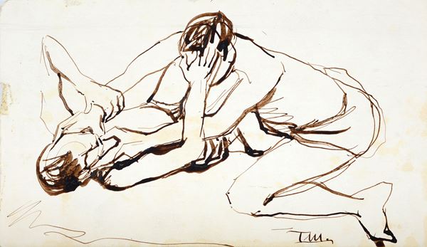 Tullia Matania - Prima idea per una composizione (Lotta)