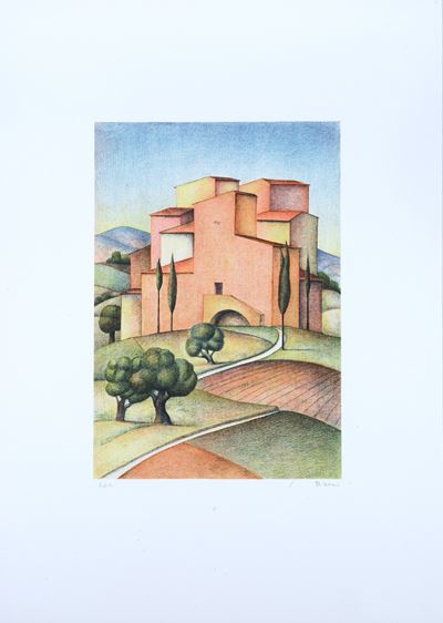 Paesaggio, litografia