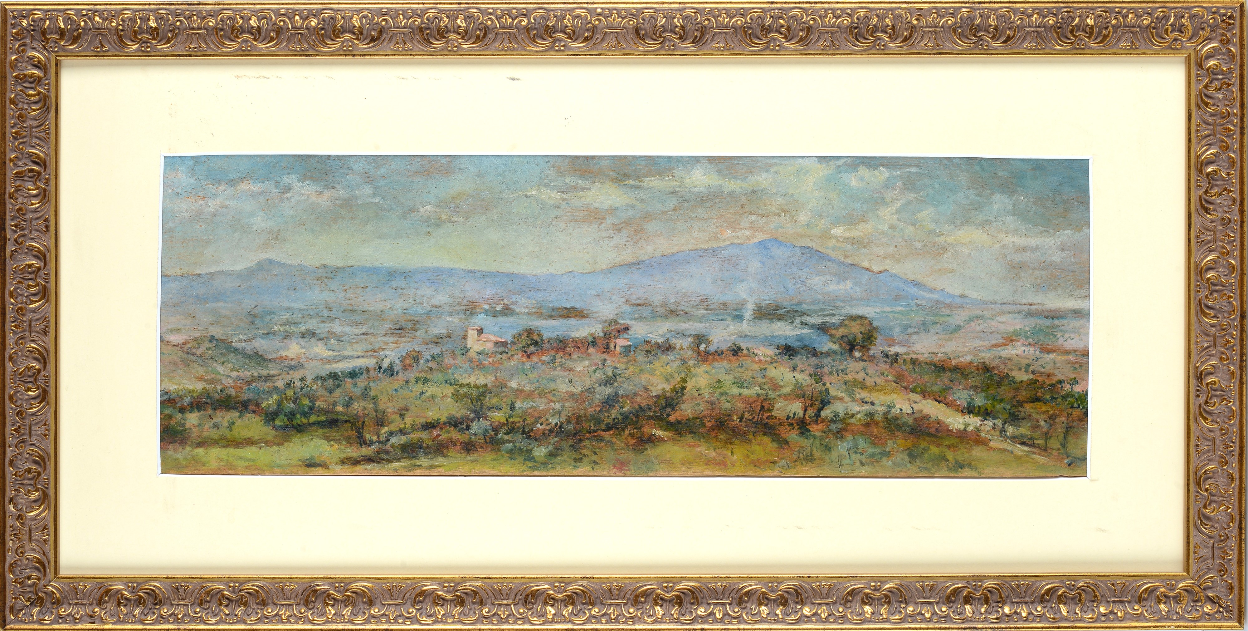 Anonimo, XIX Sec. - Anonimo XIX secolo, Paesaggio, olio su tavola