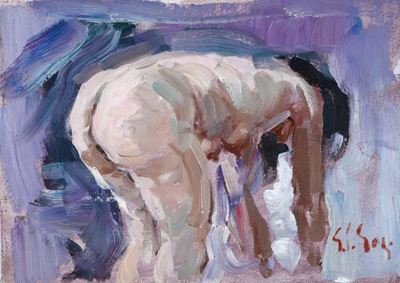 Nudo femminile, olio su cartone telato