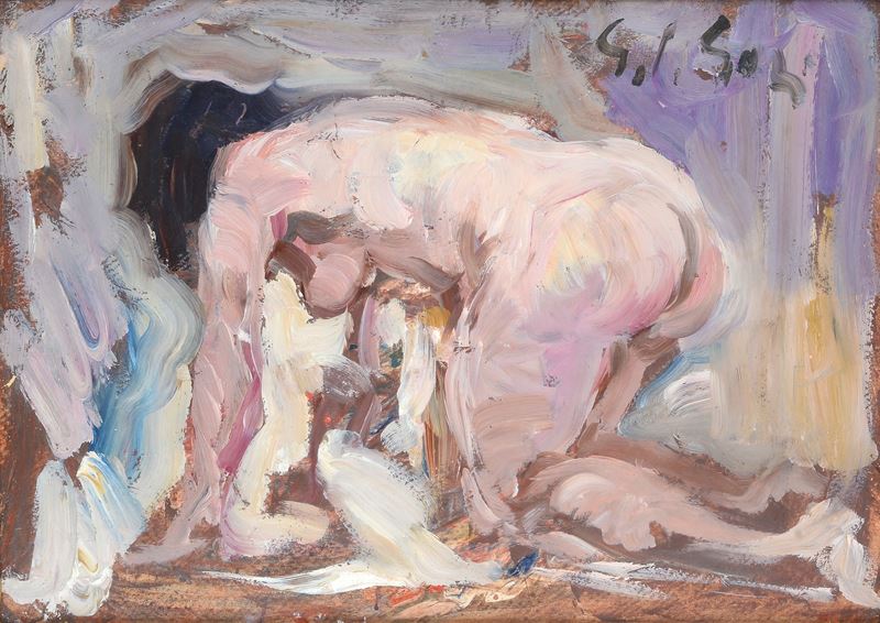 Gino Paolo Gori - Nudo femminile, olio su cartone