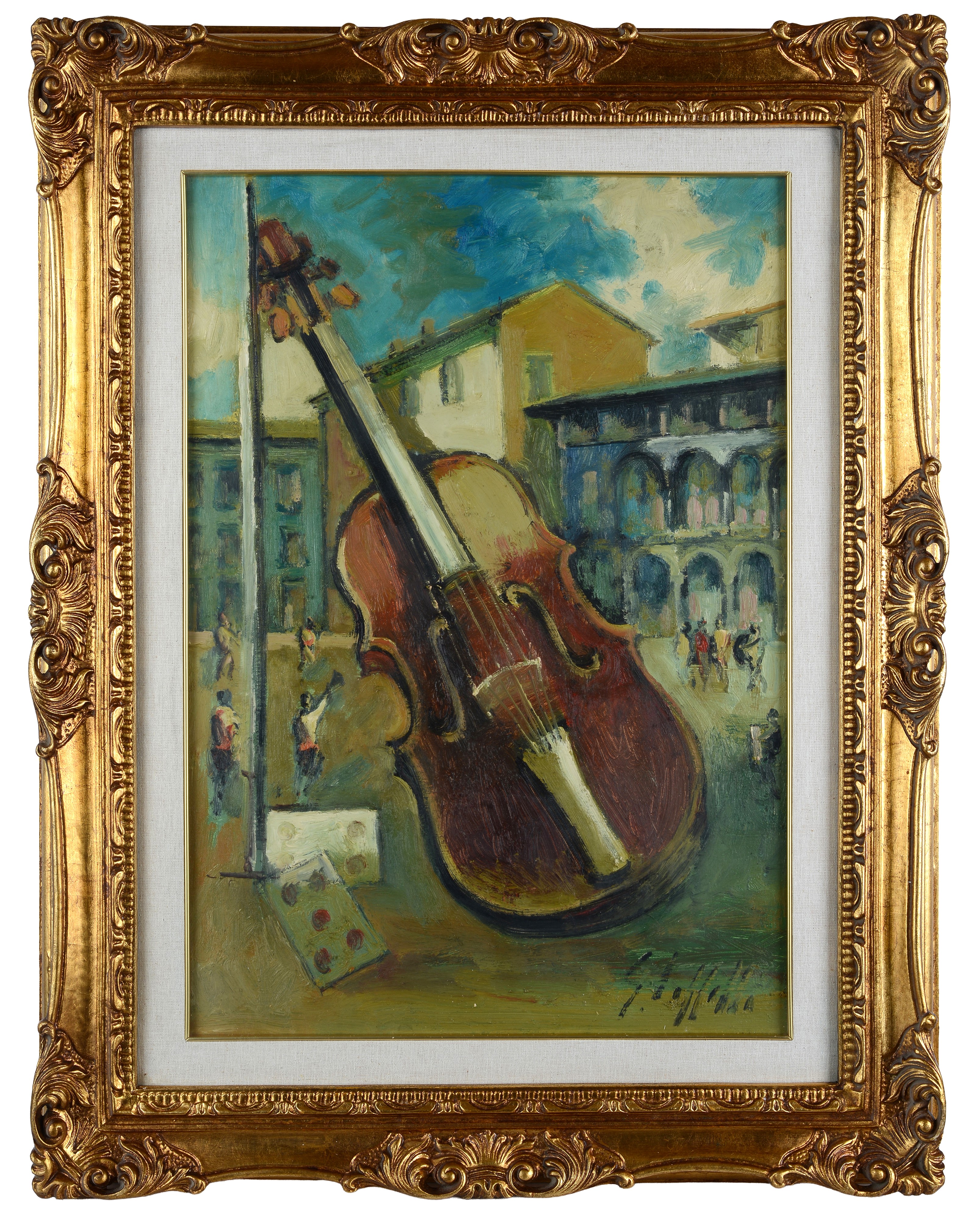 Emanuele Cappello - Composizione con violino, olio su tela