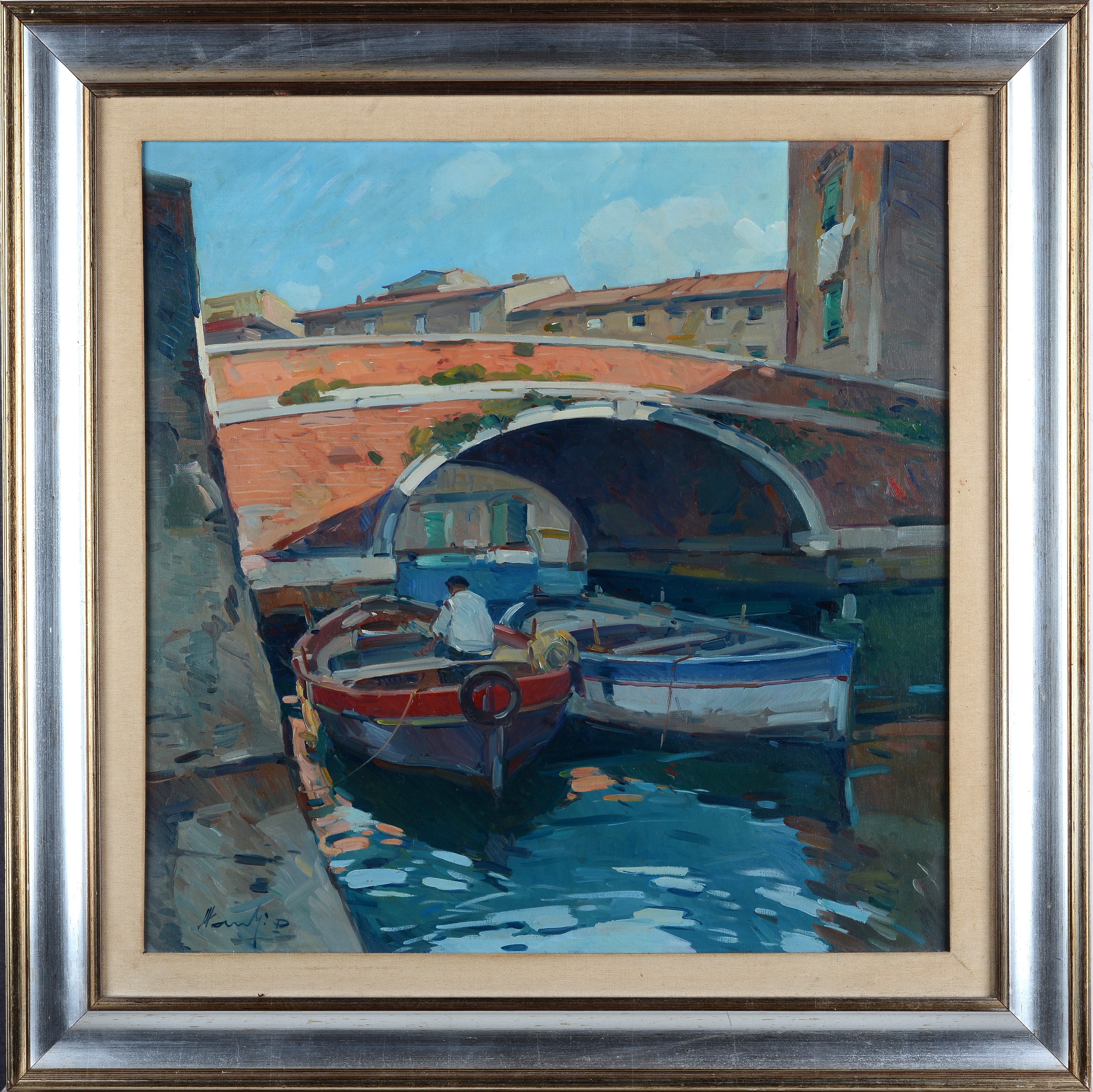 Piero Marchi - Venezia livornese, olio su tela