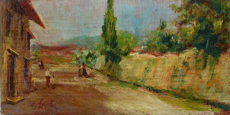 Strada di campagna con figure