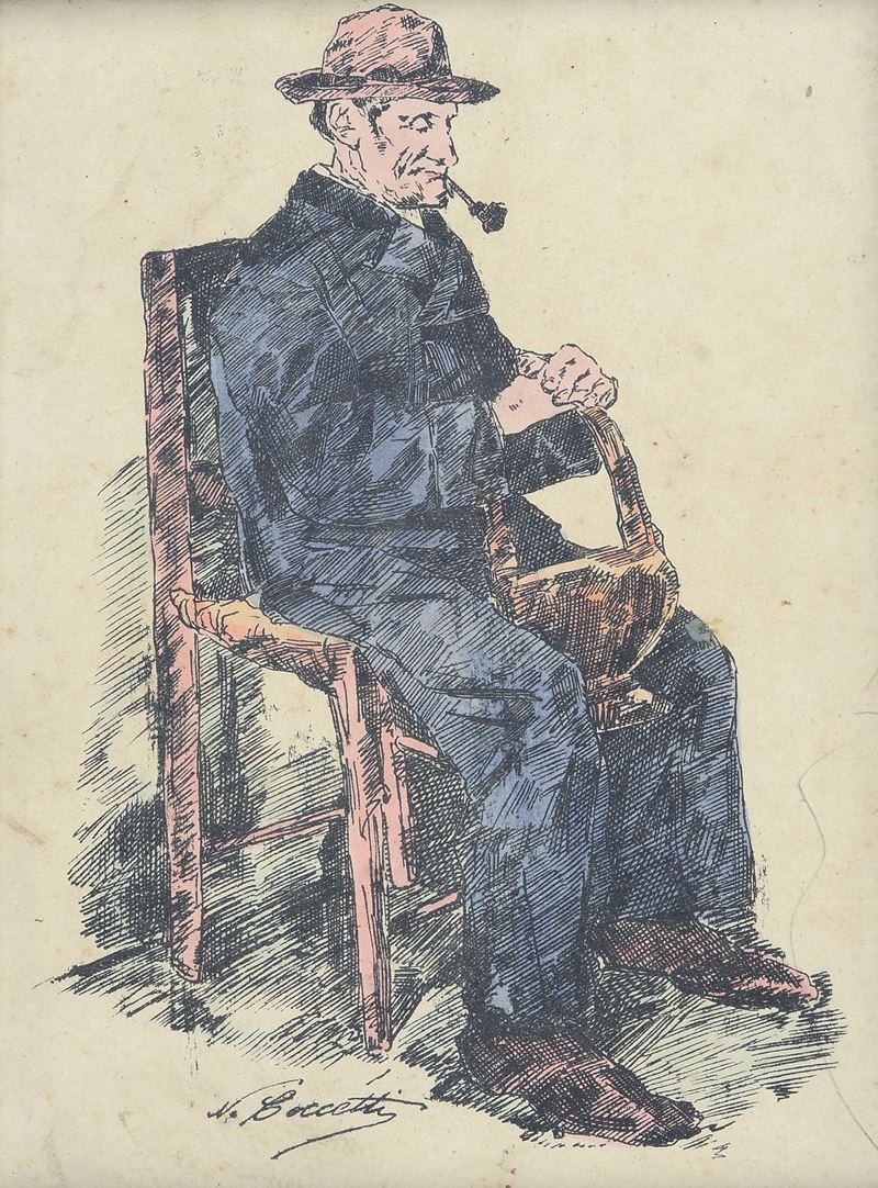 Uomo seduto con pipa