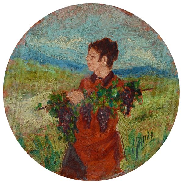 Anonimo, XX sec. - Donna con pampini d'uva