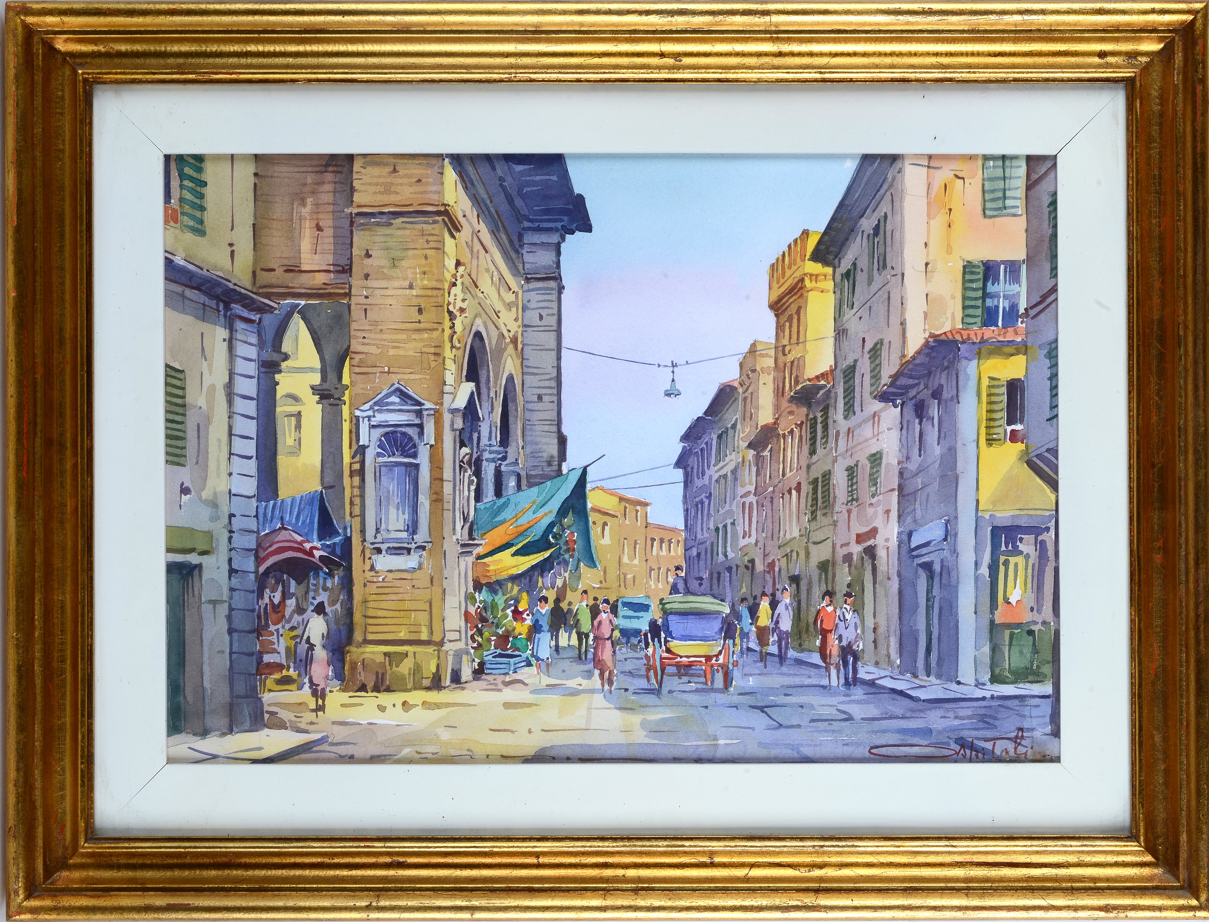 Giovanni Ospitali - Mercato del Porcellino a Firenze, acquerello su carta