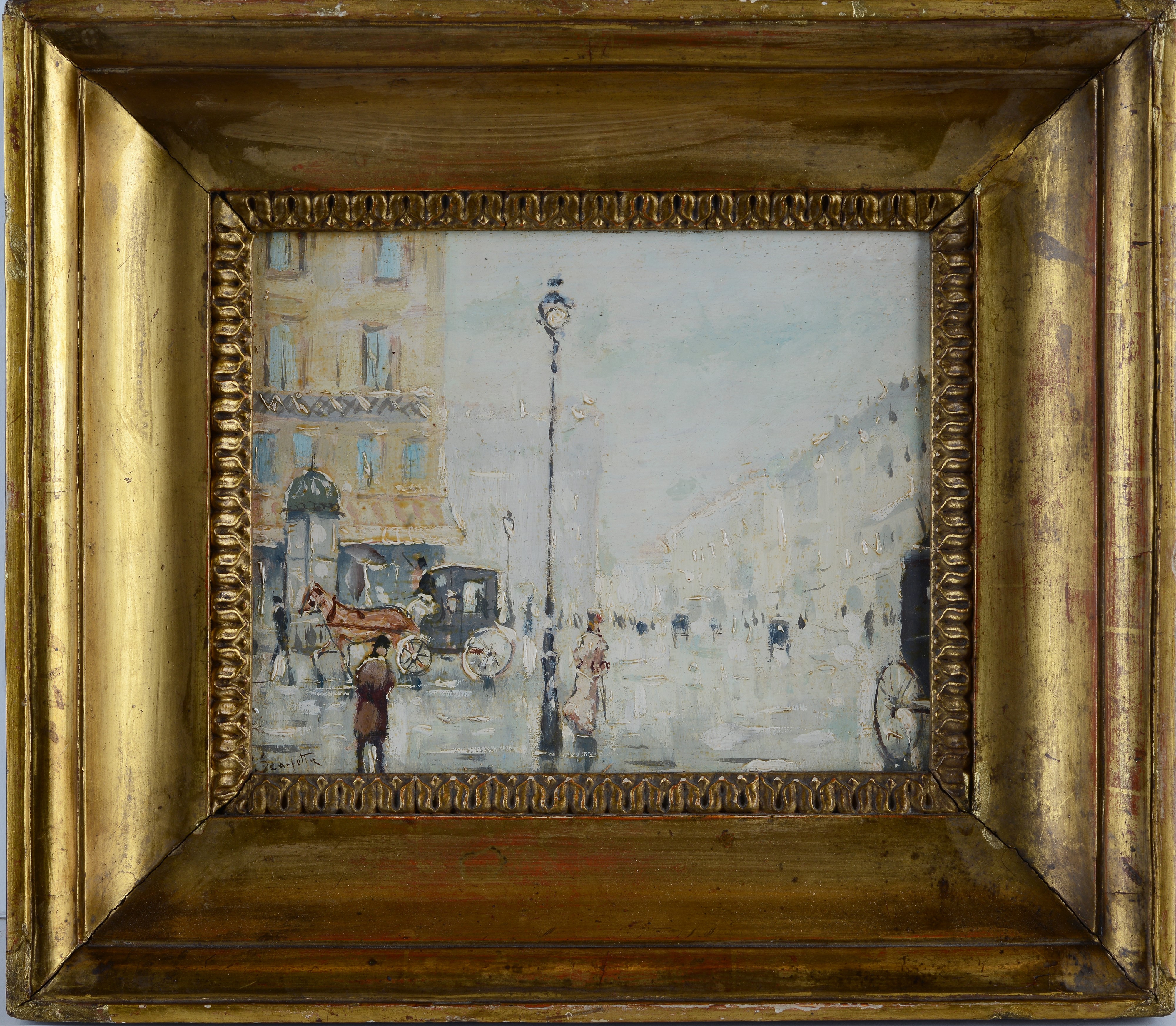 Pietro Scoppetta - Veduta Parigina, olio su tavola