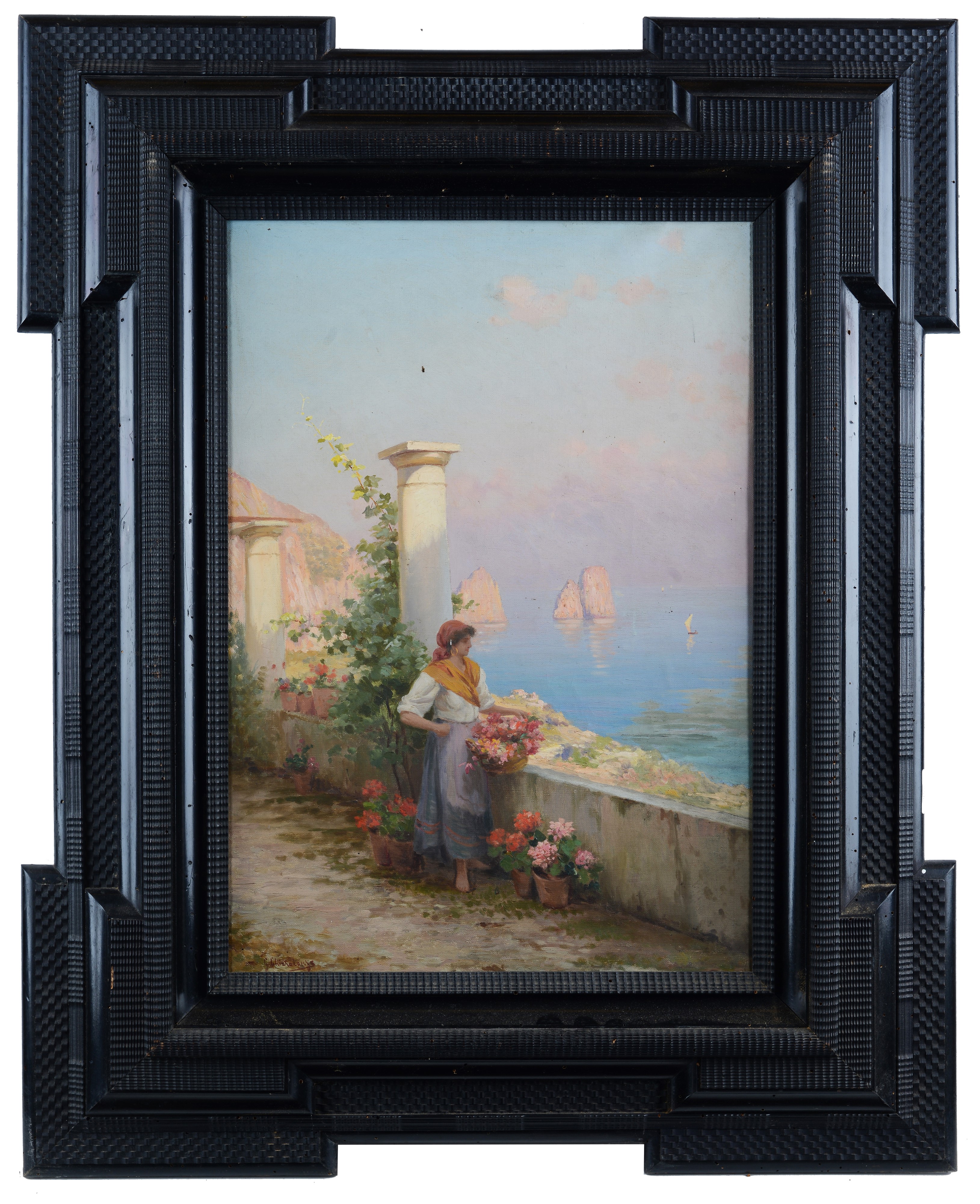 Giuseppe Chiarolanza - Dalla terrazza di Capri, olio su tela