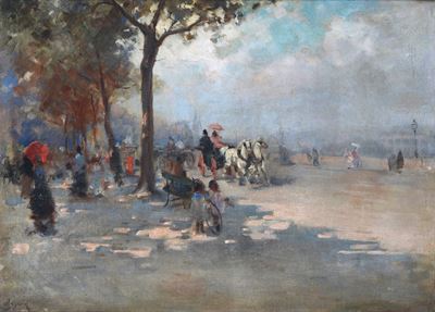 Scuola Francese, Scorcio parigino, olio su tela
