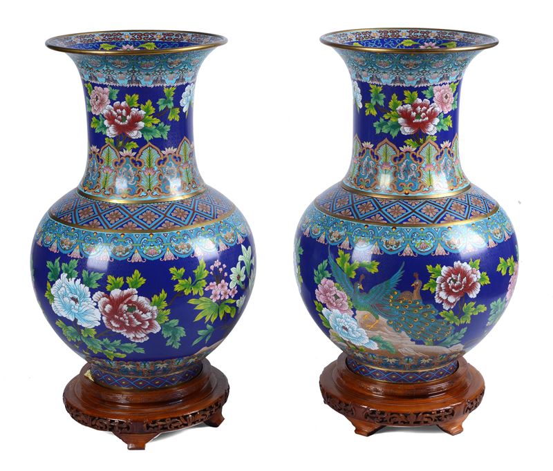 Coppia di vasi cloisonné