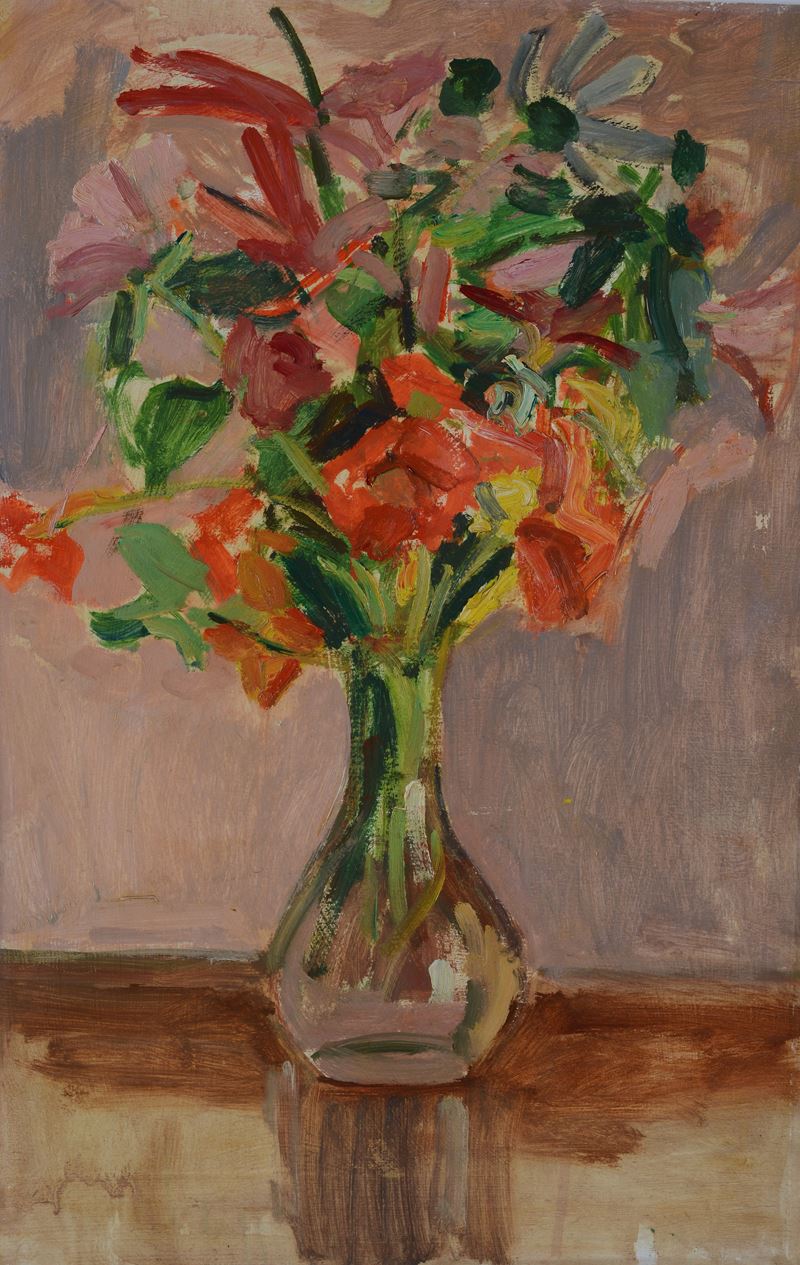 Marco Novati - Vaso di fiori, olio su tavola