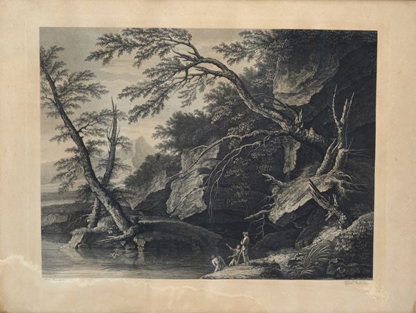 Paesaggio fluviale con figure