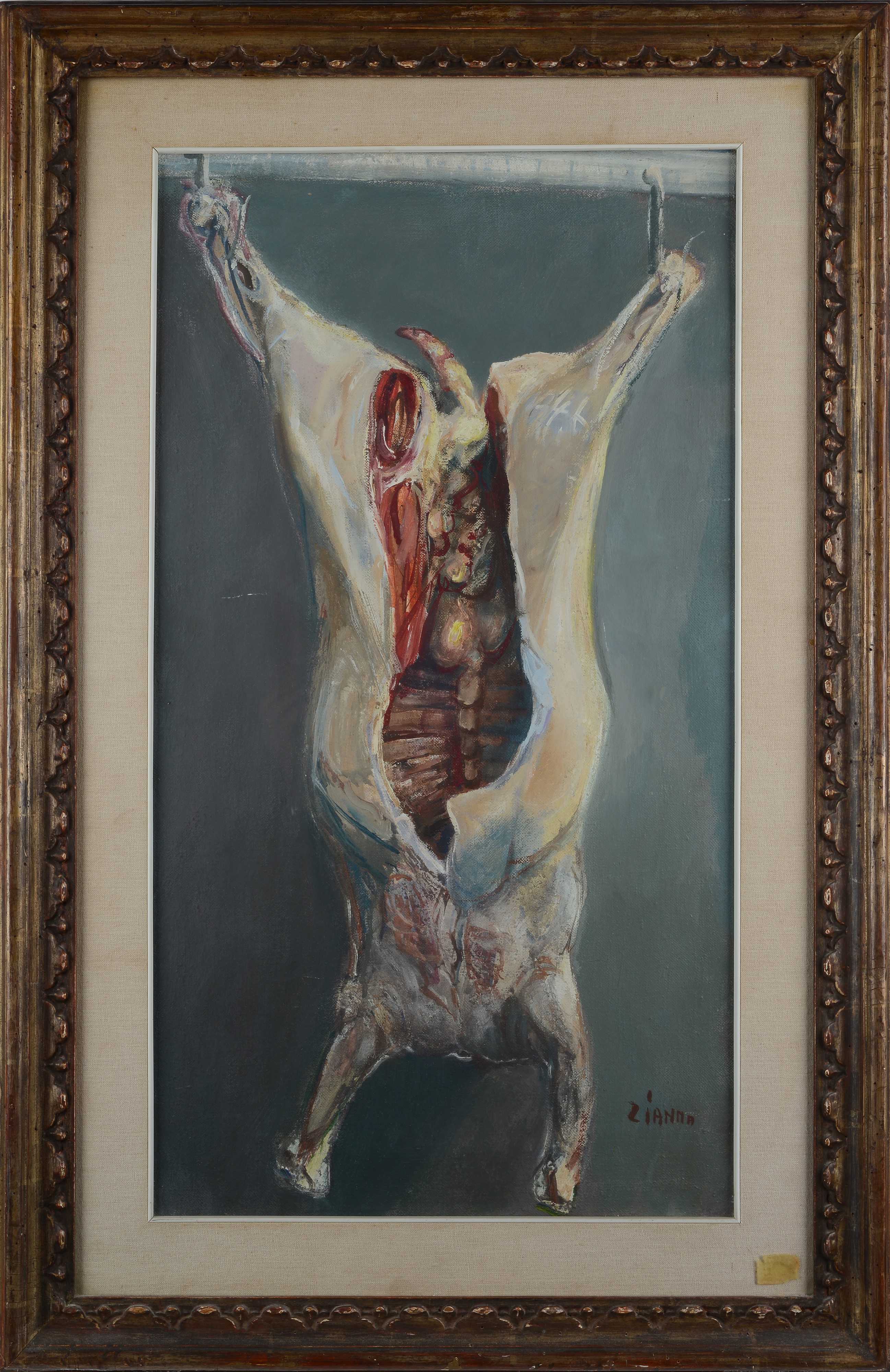Spartaco Zianna - Bue squartato, olio su tela (1962)