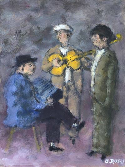 Musicanti, olio su cartone, cm 40x30, 1952