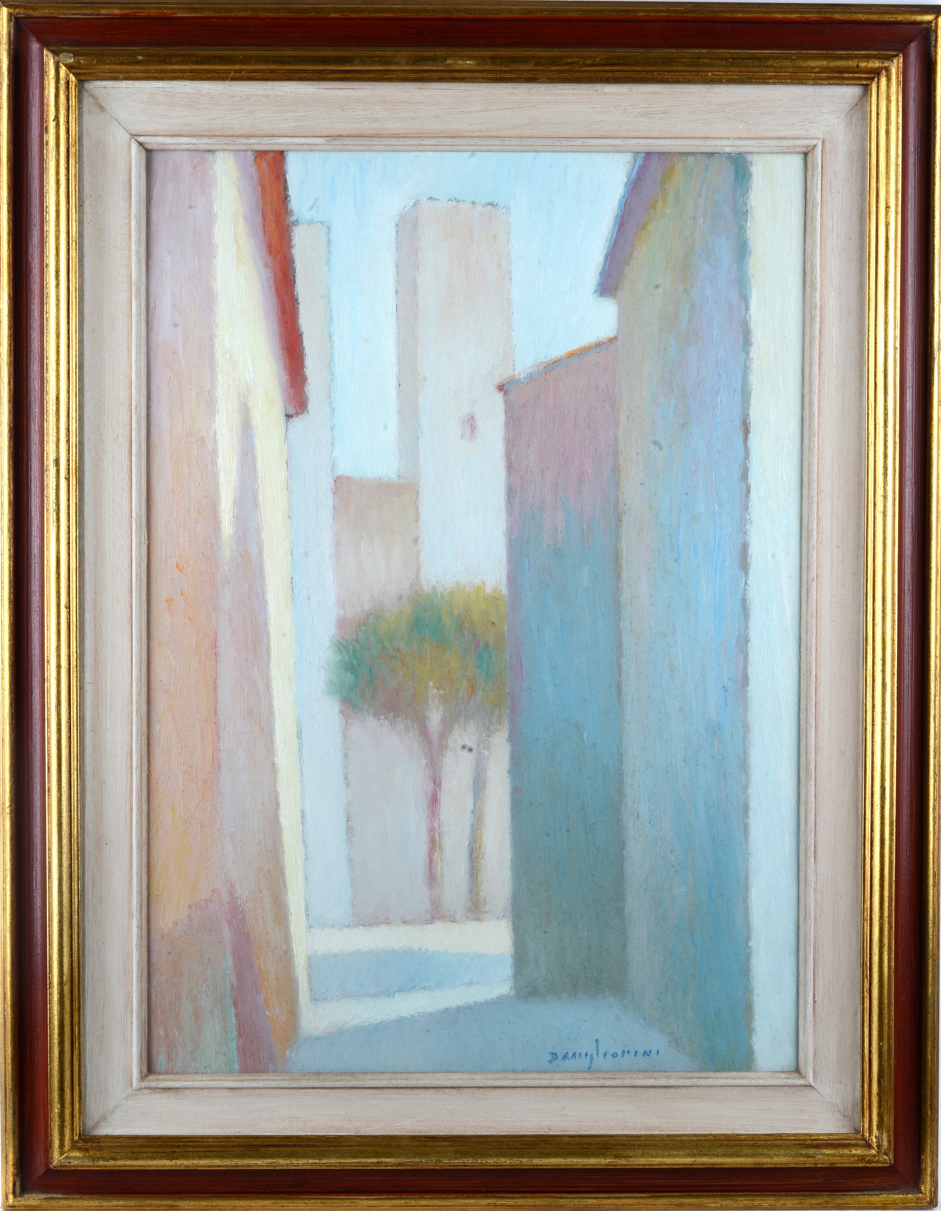 Dino Migliorini - Paese in Toscana, olio su faesite