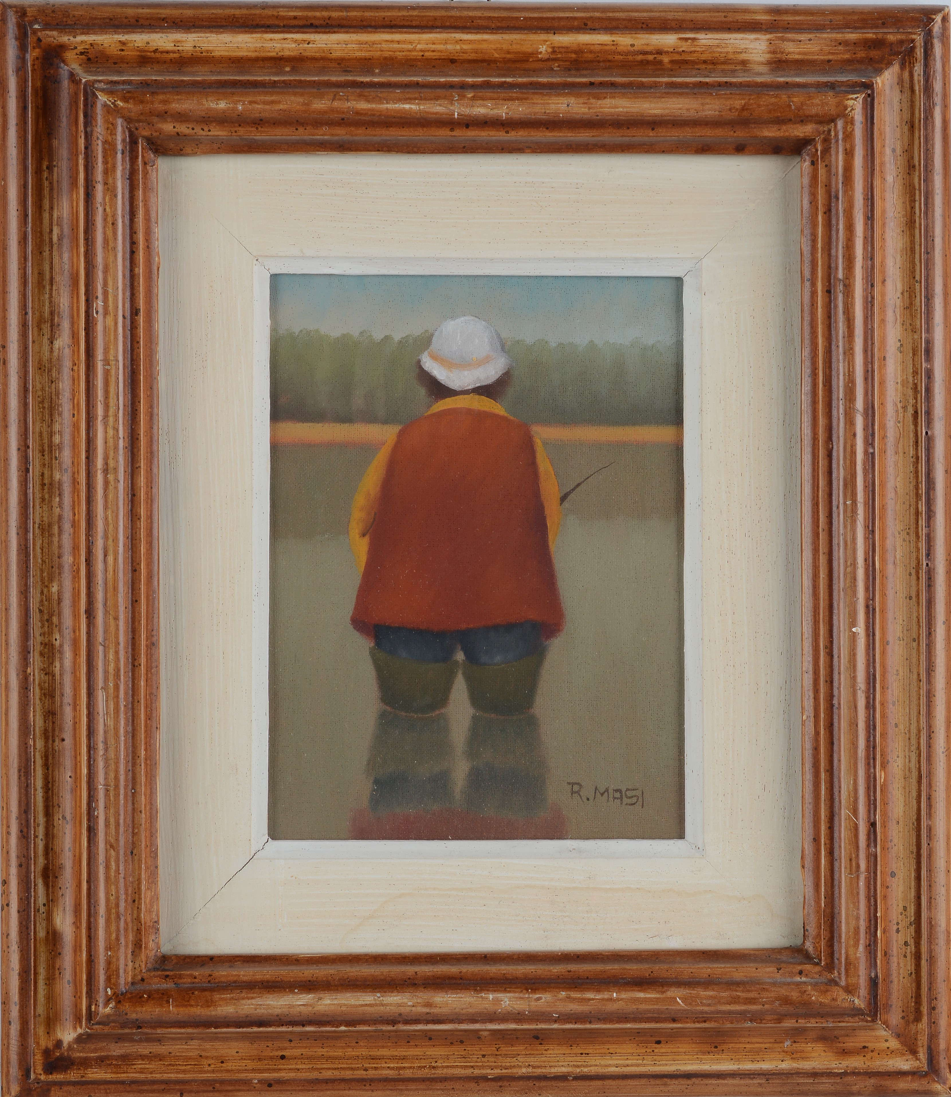 Roberto Masi - Pescatore, olio su cartone telato