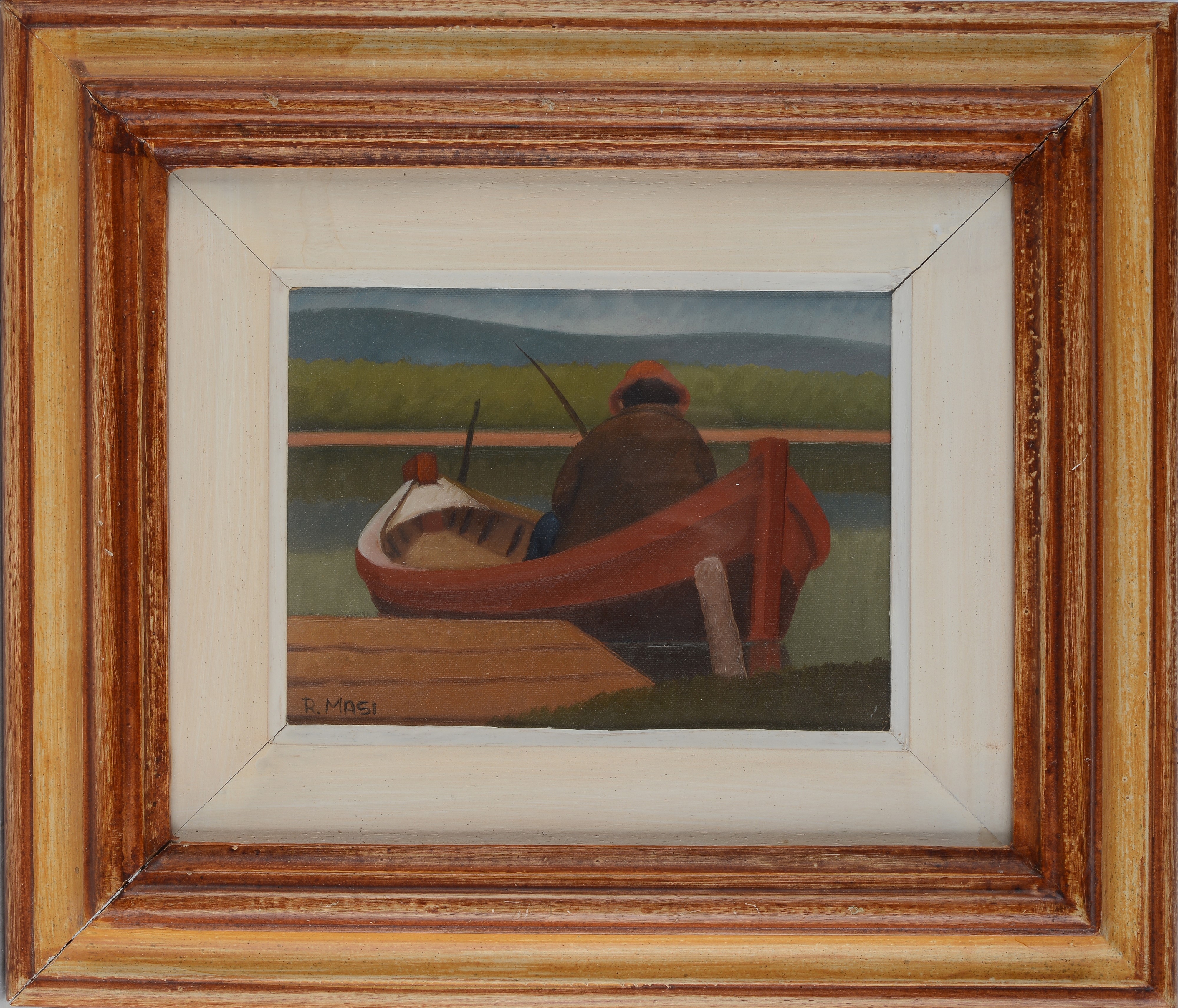 Roberto Masi - Pescatore, olio su cartone telato