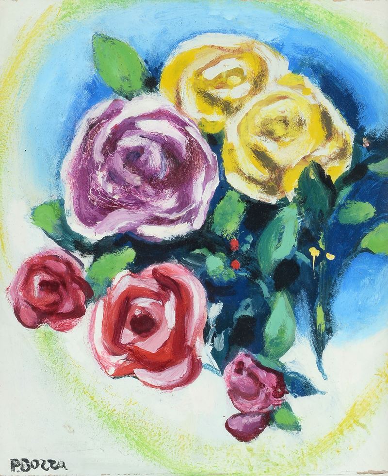 Pompeo Borra - Rose - Olio su tavola
