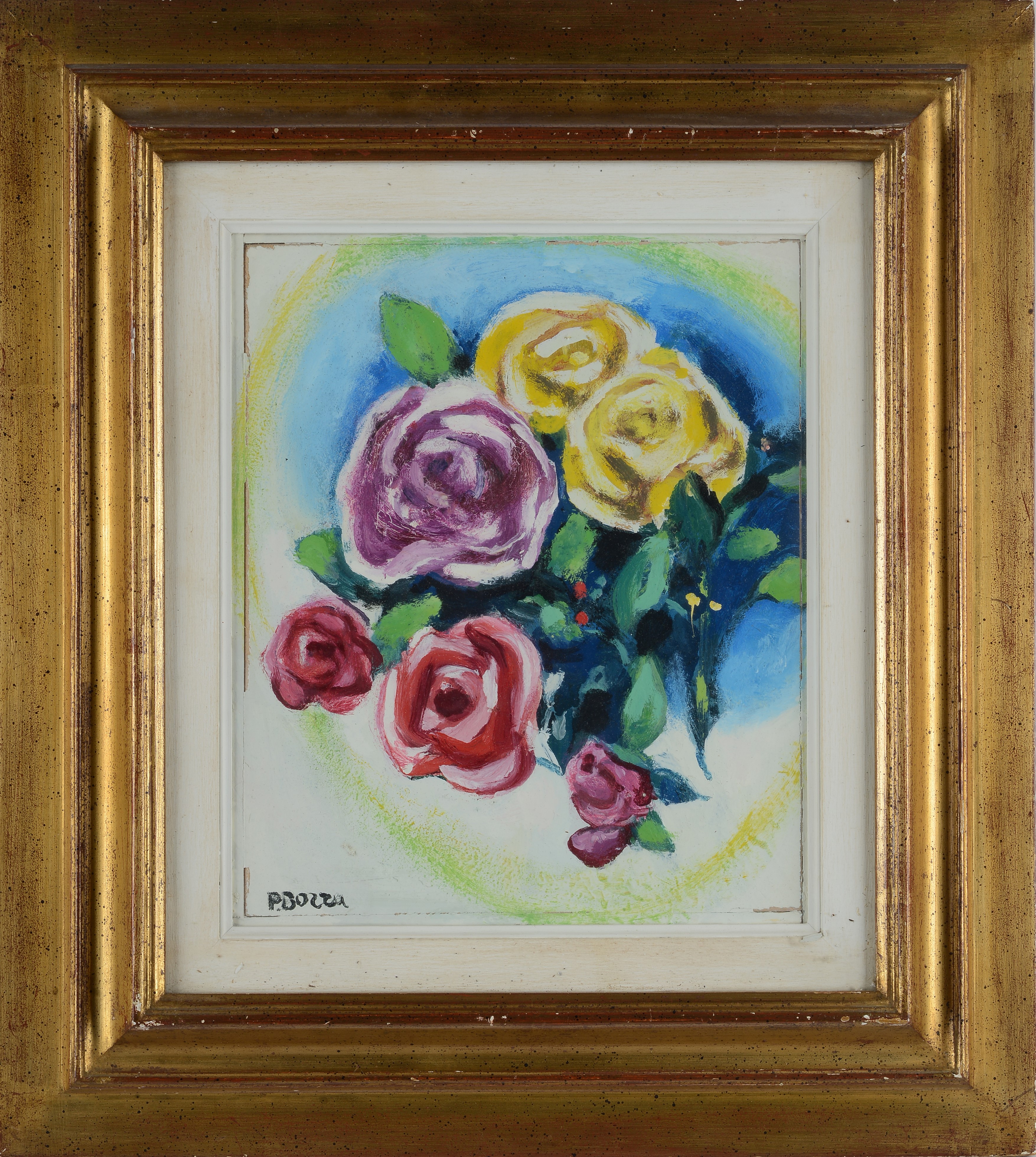 Pompeo Borra - Rose - Olio su tavola