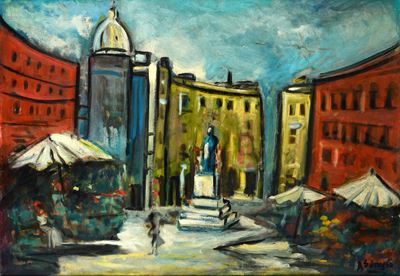 Campo de Fiori, olio su tela